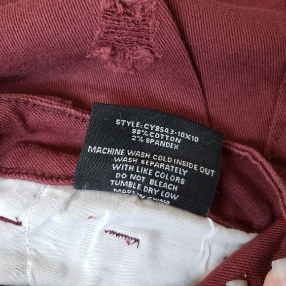 ChiQle Super Skinny Burgundy Distressed Jeans - Picture 7 of 7